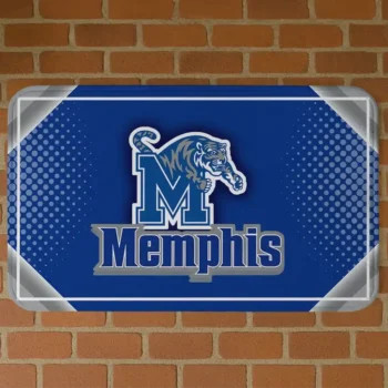 Memphis Tigers Silver Halftone Blue Doormat