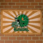 Miami Hurricanes Helmet Centerpiece Orange Doormat