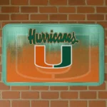 Miami Hurricanes Pixel Blur Orange Doormat