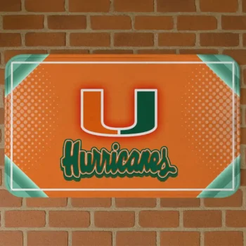 Miami Hurricanes Silver Halftone Orange Doormat