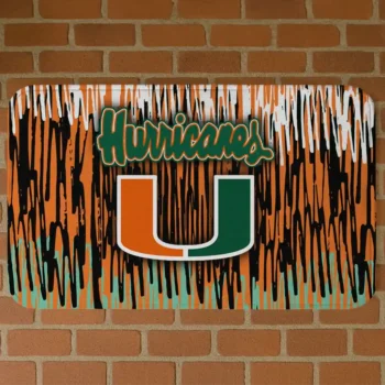 Miami Hurricanes Vertical Flow Orange Doormat