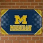 Michigan Wolverines Silver Halftone Blue Doormat