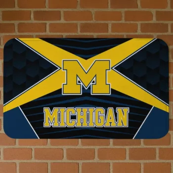 Michigan Wolverines Techno Camo Blue Black Doormat