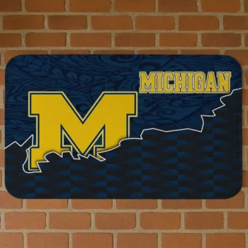 Michigan Wolverines Tribal Detailing Blue Black Doormat