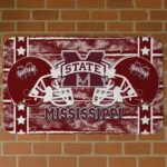 Mississippi State Bulldogs Helmet Illustration Maroon Doormat