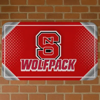 NC State Wolfpack Silver Halftone Red Doormat