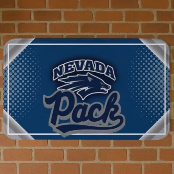 Nevada Wolf Pack Silver Halftone Blue Doormat