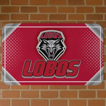 New Mexico Lobos Silver Halftone Red Doormat