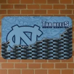 North Carolina Tar Heels Tribal Detailing Light Blue Black Doormat