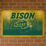 North Dakota State Bison Pixel Blur Green Doormat