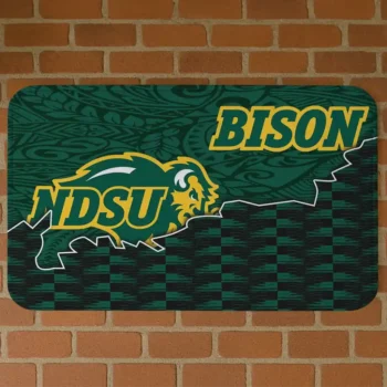 North Dakota State Bison Tribal Detailing Green Black Doormat
