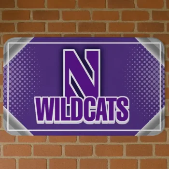 Northwestern Wildcats Silver Halftone Purple Doormat