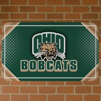 Ohio Bobcats Silver Halftone Green Doormat