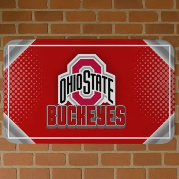 Ohio State Buckeyes Silver Halftone Scarlet Doormat