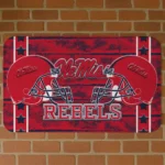 Ole Miss Rebels Helmet Illustration Red Doormat