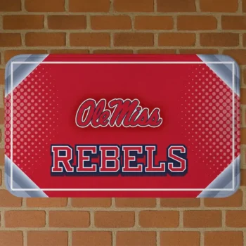 Ole Miss Rebels Silver Halftone Red Doormat