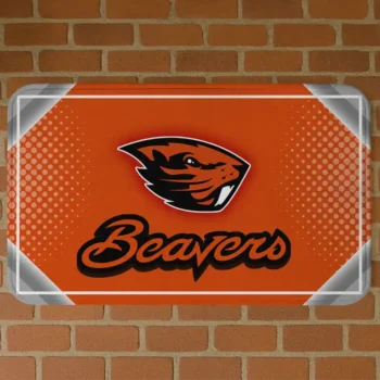 Oregon State Beavers Silver Halftone Orange Doormat