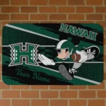 personalized-hawaii-rainbow-warriors-mickey-quarterback-green-black-doormat-best-selling.webp