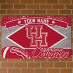 Personalized Houston Cougars Football Crest Red Black Doormat
