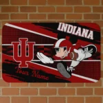 Personalized Indiana Hoosiers Mickey Quarterback Red Black Doormat