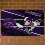 Personalized Kansas State Wildcats Mickey Quarterback Purple Black Doormat