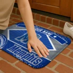 personalized-memphis-tigers-football-crest-blue-black-doormat-best-selling.webp