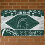 Personalized Michigan State Spartans Football Crest Green Black Doormat