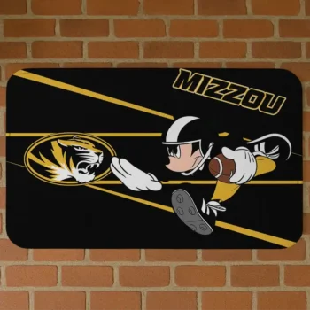 Personalized Missouri Tigers Mickey Quarterback Black Doormat