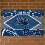Personalized Nevada Wolf Pack Football Crest Blue Black Doormat