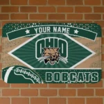 Personalized Ohio Bobcats Football Crest Green Black Doormat