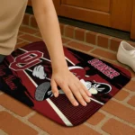 personalized-oklahoma-sooners-mickey-quarterback-crimson-black-doormat-best-selling.webp