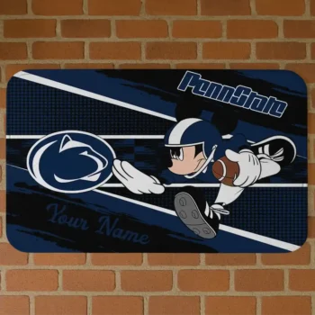Personalized Penn State Nittany Lions Mickey Quarterback Blue Black Doormat