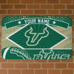 Personalized South Florida Bulls Football Crest Green Black Doormat