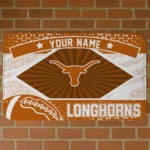 Personalized Texas Longhorns Football Crest Orange Black Doormat