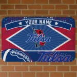 Personalized Tulsa Golden Hurricane Football Crest Blue Black Doormat