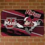 Personalized UMass Minutemen Mickey Quarterback Red Black Doormat