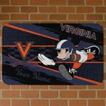 Personalized Virginia Cavaliers Mickey Quarterback Blue Black Doormat