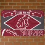Personalized Washington State Cougars Football Crest Crimson Black Doormat