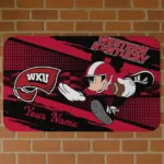 personalized-western-kentucky-hilltoppers-mickey-quarterback-red-black-doormat-best-selling.webp