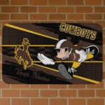 Personalized Wyoming Cowboys Mickey Quarterback Brown Black Doormat