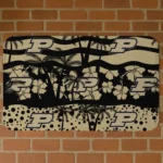 Purdue Boilermakers Palm Silhouette Gold Black Doormat