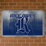 Rice Owls Pixel Blur Navy Blue Doormat