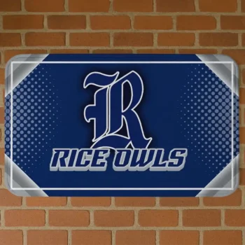 Rice Owls Silver Halftone Navy Blue Doormat