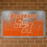 Sam Houston Bearkats Pixel Blur Orange Doormat