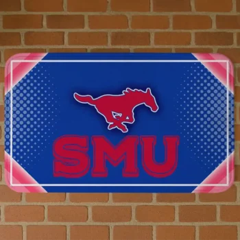 SMU Mustangs Silver Halftone Blue Doormat