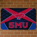 SMU Mustangs Techno Camo Blue Black Doormat
