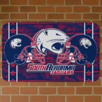 South Alabama Jaguars Helmet Illustration Blue Doormat