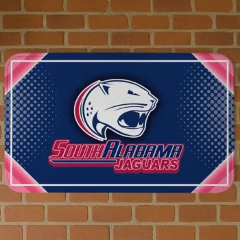 South Alabama Jaguars Silver Halftone Blue Doormat