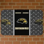 Southern Miss Golden Eagles Chevron Stack Black Doormat