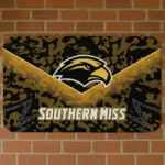 Southern Miss Golden Eagles Layered Lines Black Doormat